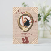 Tan - Marsala Wine Textured日付を保存 セーブザデート (スタンド正面)