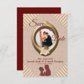 Tan - Marsala Wine Textured日付を保存 セーブザデート (正面/裏面)