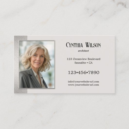 Tan Metallic モダン Architectの写真 名刺 (裏面)