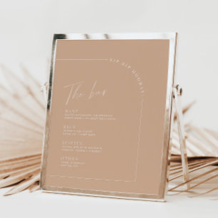 Tan Minimalist書道の結婚バーメニュー