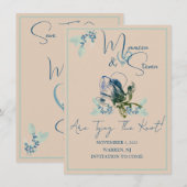 Tan、Mint、Blue Orchid日付カードを保存 招待状 (正面/裏面)
