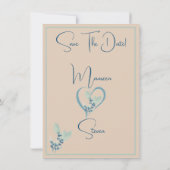 Tan、Mint、Blue Orchid日付カードを保存 招待状 (裏面)