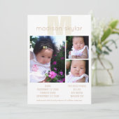 Tan Monogramのシンプル採用3写真コラージュ 案内状 (スタンド正面)