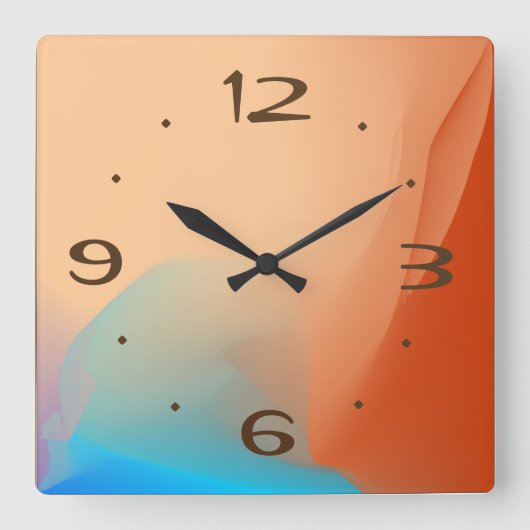 Tan Nosカラフルを使用した水彩色> Plain Clocks スクエア壁時計 (正面)