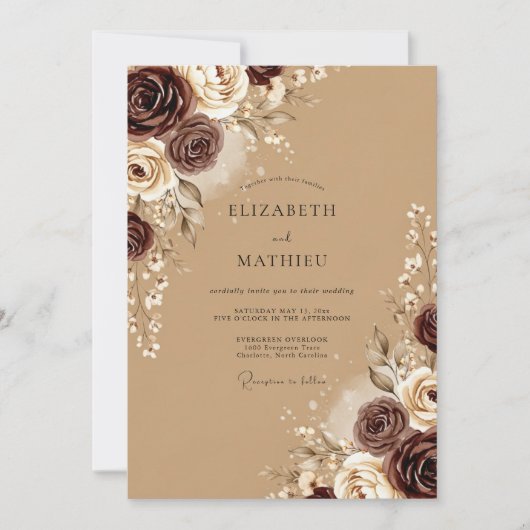 Tan Polished Autumnal Wedding 招待状 (正面)
