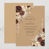 Tan Polished Autumnal Wedding 招待状 (正面/裏面)
