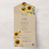 Tan QRコードのひまわり オールインワン招待状 (内側)