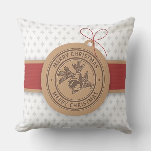 Tan & Red Christmasの飾り（日付あり） クッション (正面)