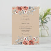 Tan Rustic Botanical Autumn Wedding 招待状 (スタンド正面)