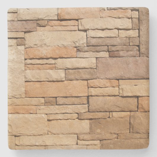 Tan Stone Textured Wall, Square coaster ストーンコースター (正面)