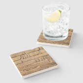 Tan Stone Textured Wall, Square coaster ストーンコースター (横)