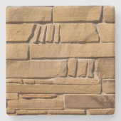 Tan Stone Textured Wall, Square coaster ストーンコースター (正面)