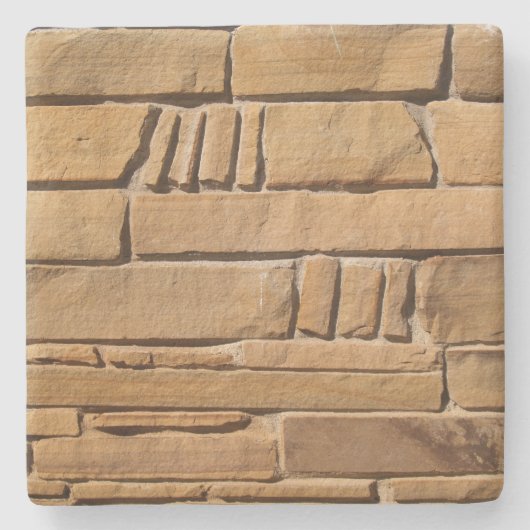 Tan Stone Textured Wall, Square coaster ストーンコースター (正面)