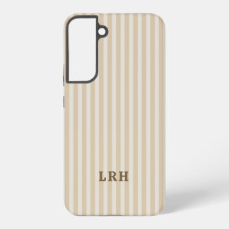 Tan Stripe Vintage Design Tiny Initials Monogram Samsung Galaxy S22+ケース