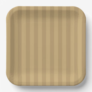 Tan Striped Paper Plates - 9in Salty Bark Club ペーパープレート