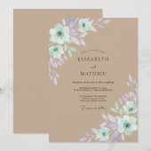 Tan Whimsical Meadow Wedding 招待状 (正面/裏面)