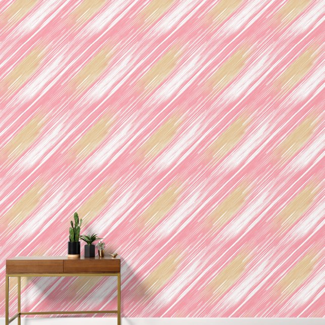 Tan、White、およびPinkパターン 壁紙 (廊下)