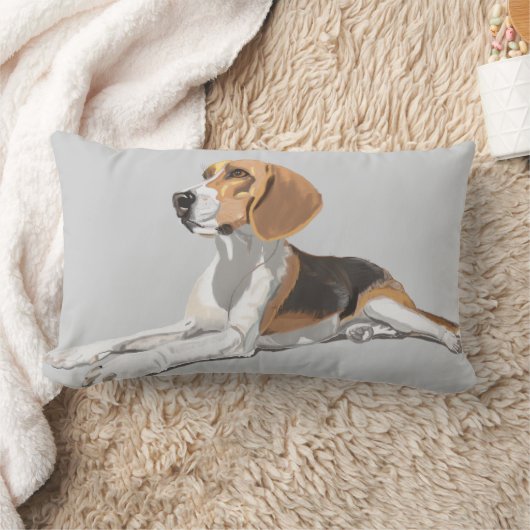 Tan White & Black Beagle ランバークッション (ブランケット)