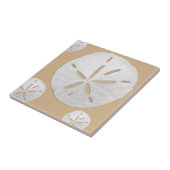 Tan & White Tropical Beach Sand Dollar タイル (側面)
