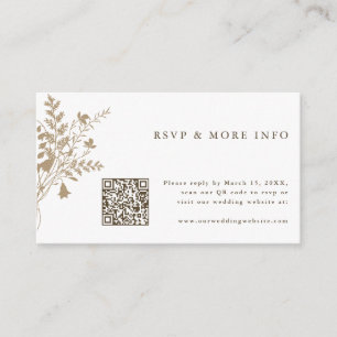Tan & White Wildflower Wedding RSVP エンクロージャーカード
