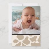 Tan Who's in the MOOO-D Cow Print 1st Birthday 招待状 (裏面)