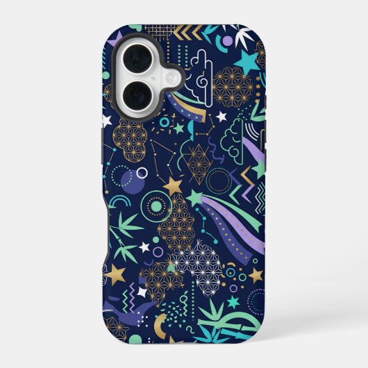 Tanabata Star Festival Bamboo and Shooting Stars iPhone 16ケース (裏面)