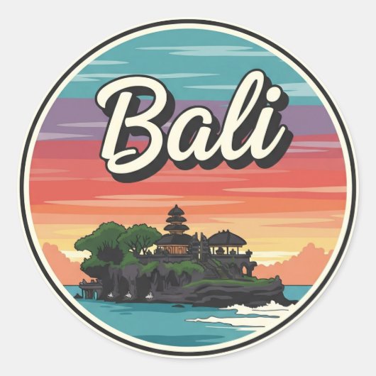 Tanah Lot Bali Indonesia Travel ラウンドシール (正面)