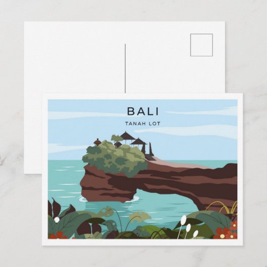 Tanah Lot Bali Indonesia travel place illustration ポストカード (正面/裏面)