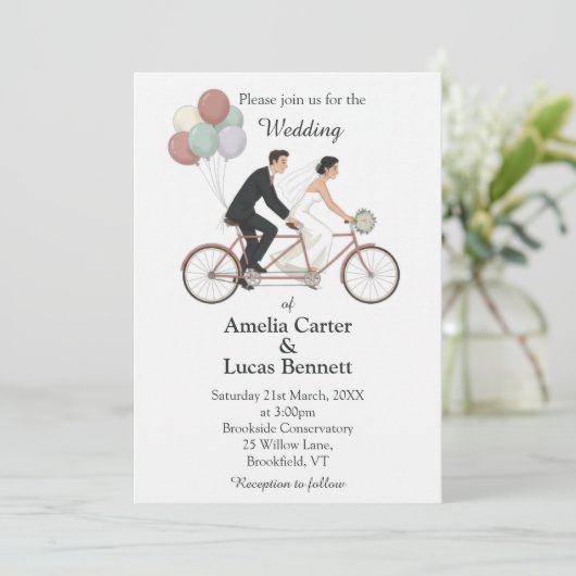 Tandem Bike Wedding Invitation 招待状 (スタンド正面)