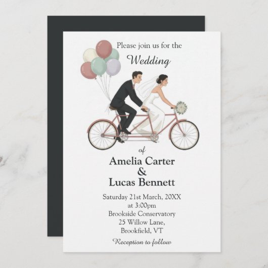 Tandem Bike Wedding Invitation 招待状 (正面/裏面)