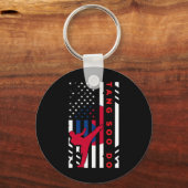 Tang Soo Do Martial Arts Karate American Flag Wome キーホルダー (正面)