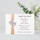 Tangerineカスタムハート日付カードの保存 招待状 (スタンド正面)