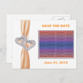 Tangerine カスタム Ribbon日付はがきを保存 案内ポストカード (正面/裏面)