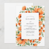 Tangerine Artistic Meadow Wedding 招待状 (正面/裏面)