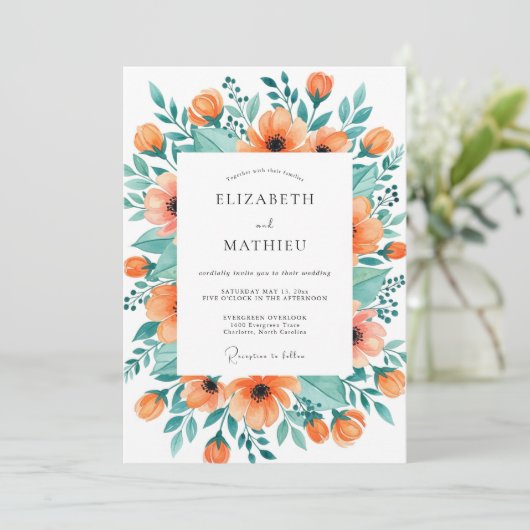 Tangerine Graceful Spring Wedding 招待状 (スタンド正面)