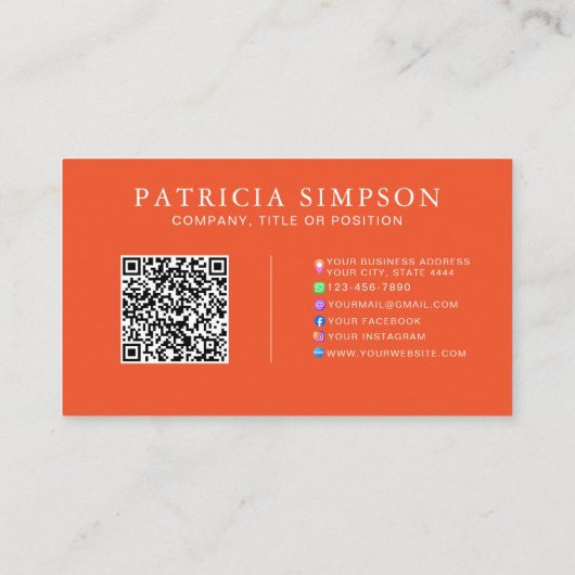 Tangerine Orange and Beige Cream QR Code Template 名刺 (裏面)