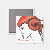 Tangerine Orange Haired Woman Portrait Pop Art マグネット (正面/裏面)