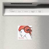 Tangerine Orange Haired Woman Portrait Pop Art マグネット (インサイチュ (食洗機))