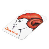 Tangerine Orange Haired Woman Portrait Pop Art マグネット (左側)