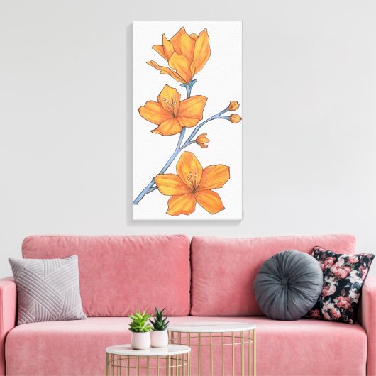 Tangerine Petals キャンバスプリント (インサイチュ (リビング))