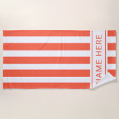 Tangerine with White Stripe Towel with Your Name ビーチタオル (正面)