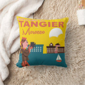 Tangier Moroccoビンテージ旅行ポスターへようこそ クッション (ブランケット)