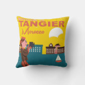 Tangier Moroccoビンテージ旅行ポスターへようこそ クッション (裏面)