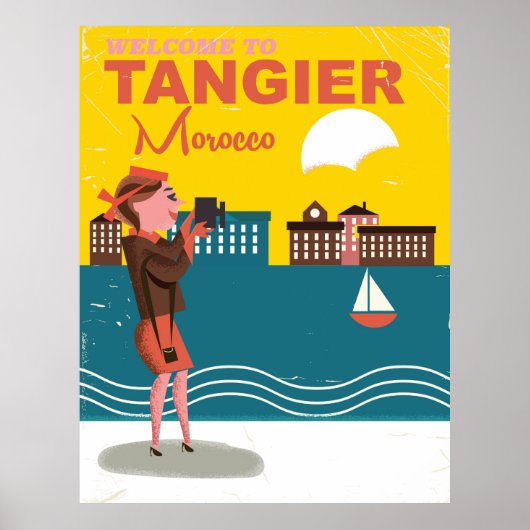 Tangier Moroccoビンテージ旅行ポスターへようこそ ポスター (正面)