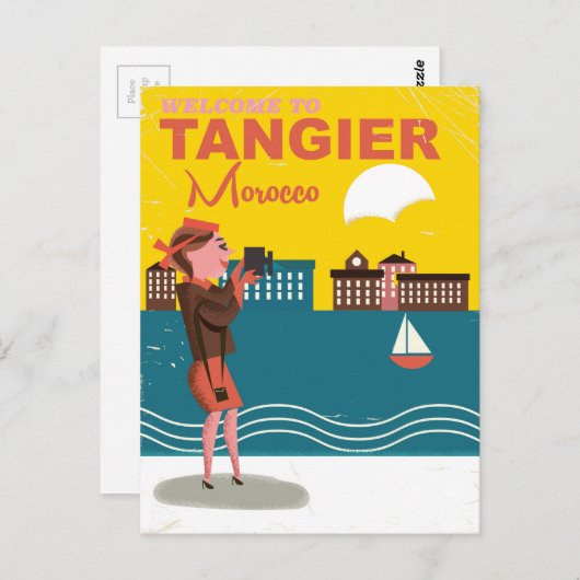 Tangier Moroccoビンテージ旅行ポスターへようこそ ポストカード (正面/裏面)