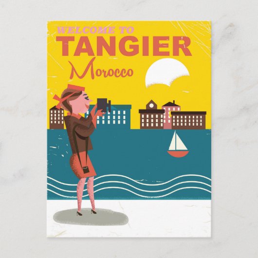 Tangier Moroccoビンテージ旅行ポスターへようこそ ポストカード (正面)