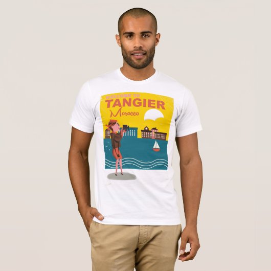 Tangier Moroccoビンテージ旅行ポスターへようこそ Tシャツ (正面フル)