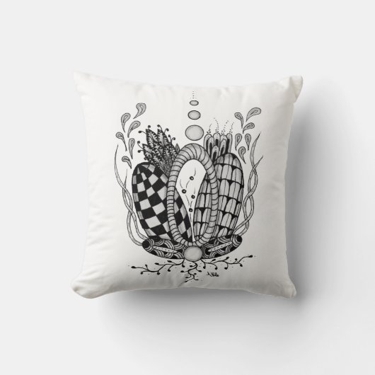 Tangle Art: Florales Design, Ovale -  クッション (正面)