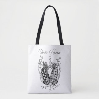 Tangle Art: Florales Design, Ovale - トートバッグ