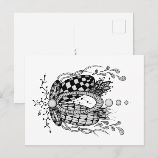 Tangle Art: Florales Design, Ovale ポストカード (正面/裏面)